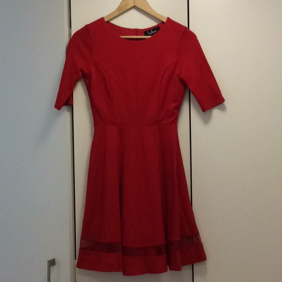 Lulu's red mesh skater dress - worn once - Picture 1 of 2